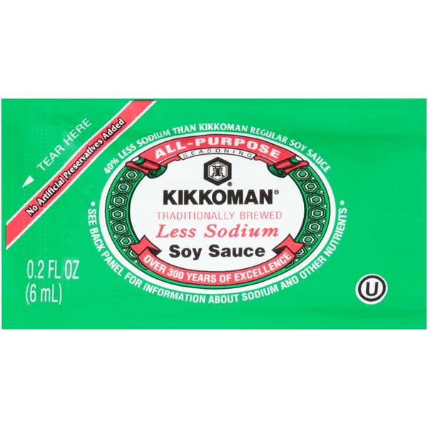 Kikkoman 6mL Less Sodium Preservative-Free Soy Pkts, PK500 00116